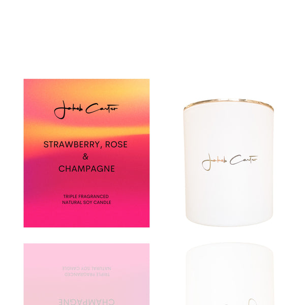 STRAWBERRY ROSE & CHAMPAGNE TRIPLE SCENTED SOY CANDLE
